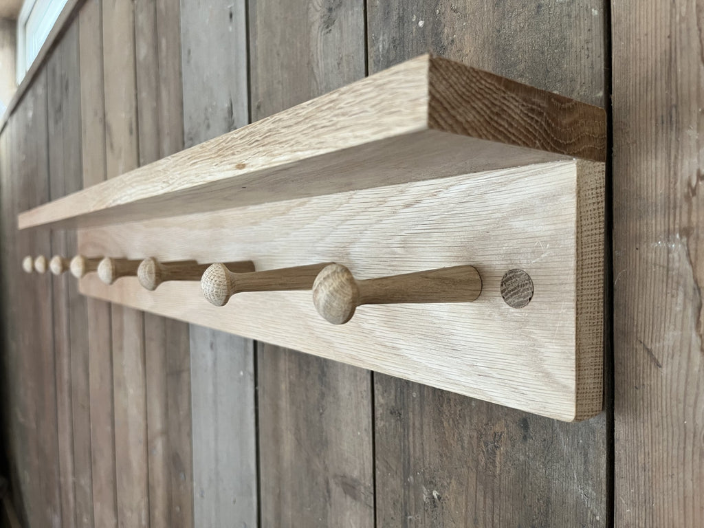 Custom Oak Peg Rail with Shelf