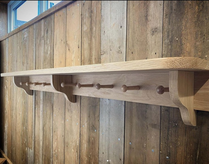 Custom Oak Peg Rail with Shelf